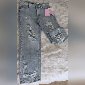 Avec Les Filles Light Blue Distressed Jeans